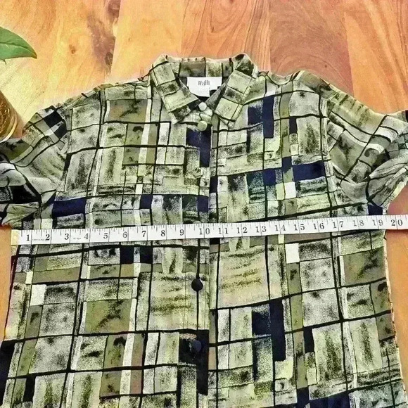 Vintage Boho Artsy Earthy Pattern Oversized Hippie Button Down Shirt Blouse. - Picture 10 of 13